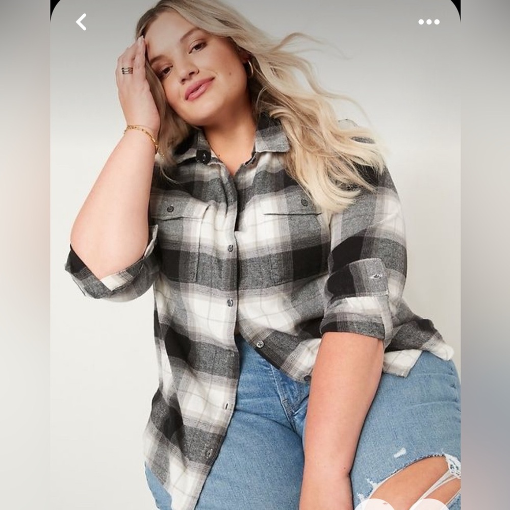 Old Navy Oversized Plaid Flannel Boyfriend Tunic Shirt